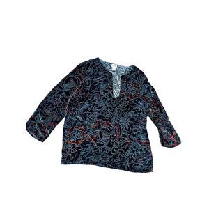 Chico’s velvet burnout top artsy boho 2 L